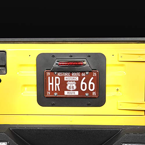 Hooke Road Wrangler Spare Tire Delete License Plate Relocation Kit W/Plate Illuminate Light & Third Brake Light For 1997-2006 Jeep Wrangler Tj & Unlimited #TOP2