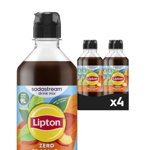 Sodastream drink mix Lipton Zero Pfirsich Ice Tea – zuckerfreier Sirup für gesprudeltes & stilles Wasser, 4er Pack (4 x 440 ml), ergibt bis zu 9L Fertiggetränk 1