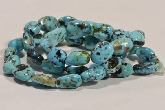 LKBEADS Nevada niebieski turkusowy progresywny sznurek koraliki bryłki turkusowe koraliki naturalny kamień szlachetny koraliki materiały do produkcji biżuterii 40 cm sznurek 13 x 7,6 x 4,7 mm