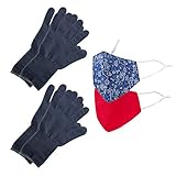 Be Wise(ビーワイズ) 男女兼用 大人用 洗濯可能 再利用可能 パーソナルプロテクション フェイスマスク グローブ タッチツール ユーティリティキット, バンダナブルー, 2 Count (Pack of 2)