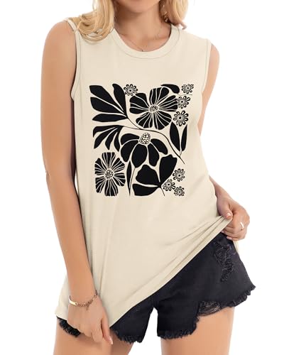 Image of Womens Tank Tops Summer Casual Sleeveless Top Loose Fit Basic Tunic Shirts