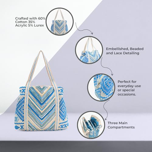 Image of Boho Girl Spacious and Stylish Handbag with Button Closure | Made of Cotton Material | For Daily and Office Use | Ladies Handbag Purse For Daily & Office Use | Double Shoulder Straps
