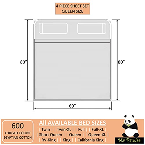 Mr Pandaa True Luxury Hotel Quality 600-Thead-Count Leopard Print-Queen Sheet Set,100% Egyptian Long Staple Cotton Super Soft-Cooling-Breathable-Comfy-Strong-Durable 4 Piece Fit Upto 12” Deep Pockets #TOP3