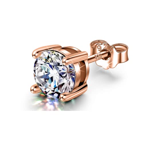 Image of HIGHSPARK 925 Silver Men's Round Solitaire Stud Earring | 92.5 Sterling Silver and Diamond like Brilliance Sparkling Zirconia | Single Stud for Men | Lovely Gift