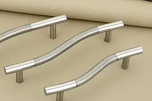 JWL Cabinet Handles,Stainless Steel Capsule Drawer,Two Tone 4 inch 2 piece