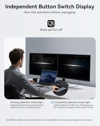 Image of USB C Docking Station Dual Monitor HDMI for Dell HP, Laptop Docking Station USB Type C Hub Multiport Adapter Dongle Thunderbolt 3 USB-C to 2 HDMI,Ethernet,VGA,4 USB,PD,SD /TF,Audio for Lenovo,Surface