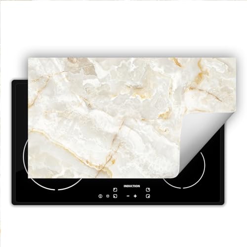 TMK ArtDeko Cubre Vitrocerámica de Induccion 90 x 52 cm - Tapa Protectora - Placa protectora vitroceramica induccion Vinilo, Mármol blanco