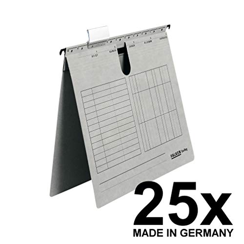 Original Falken 25er Pack Hängehefter UniReg. Made in Germany. Kaufmännische Heftung, aus Recycling-Karton für DIN A4 grau Blauer Engel ideal für die lose Blatt-Ablage im Büro und der Behörde