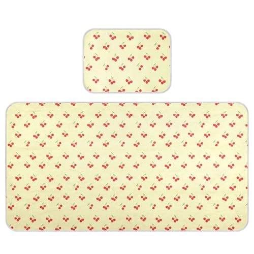 Takiito Small Cherries Baby Cooling Mattress Pad, Soft & Breathable Cooling Mat Keep Baby Cool in Summer 28x52 in, Nursery Essential