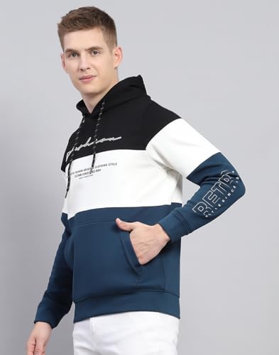 Image of Monte Carlo Printed Black Hooded Neck Full Sleeve Sweatshirt for Mens