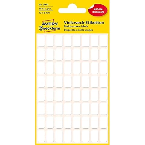 Avery Zweckform 3041 Mini Organisation Labels White 384 Stück, 13 x 8 mm Cover