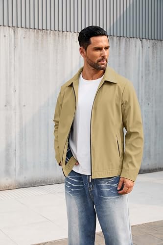 Image of QTE Lightweight Jackets for Men Casual Windbreaker Stylish Light Fall Spring Golf Work Dress Business Coat