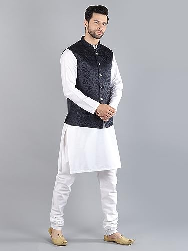 Image of Uri and MacKenzie Men's Silk Blend Kurta Pajama with Designer Ethnic Nehru Jacket /Modi Jacket