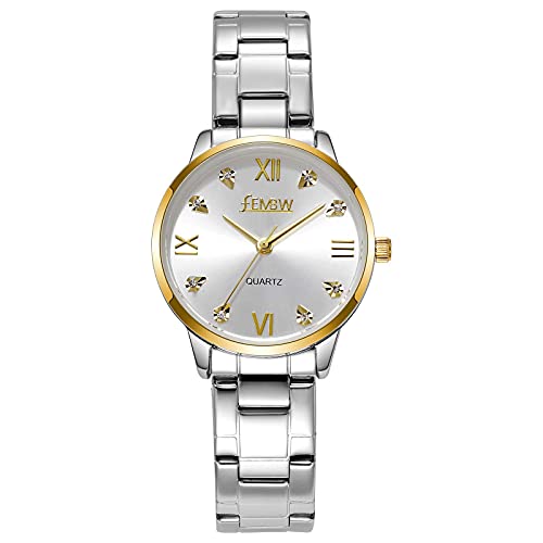 Analoge Quarz Armbanduhr aus Edelstahl für Damen, Durchmesser 33 mm (D) Cover