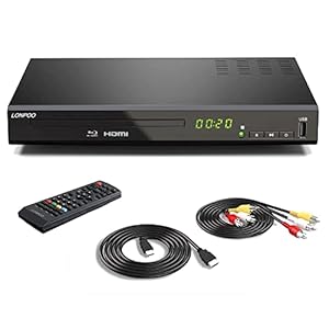 Blu-ray Player for TV – 1080P Bluray and DVD Player Support HDMI/AV/Coaxial Output, USB input, Region 1~6 Standard DVDs and Region B/2 Blu-Ray, HDMI/AV Cable Include (LP-100)