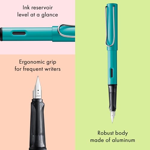 Image of Lamy AL-star Tourmaline Fountain Pen with LH Steel Nib in Line Width M | Lamy Fountain pen with ergonomic handle - lightweight aluminium housing - incl. LAMY T 10 ink cartridge blue