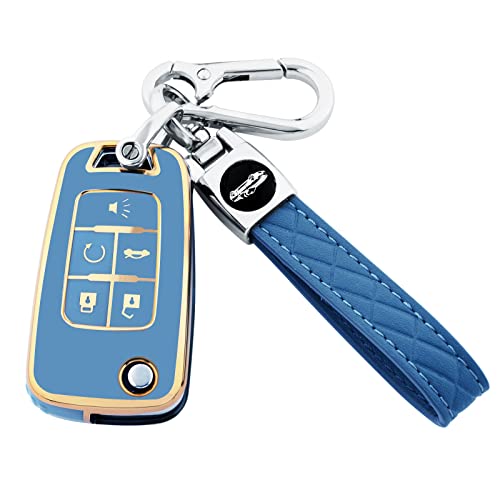Xiyang Trade For Chevy Key Fob Cover With Keychain, Soft Tpu Key Case Shell Full Protection For Chevrolet Camaro Cruze Equinox Malibu Impala Spark Sonic Gmc Buick Terrain Encore Allure Regal (Blue) #TOP6