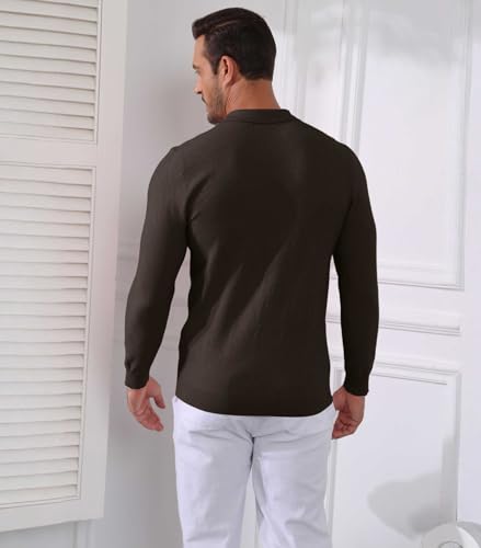 Lexiart Men's Knit Polo Long Sleeve Slim Fit Textured Collared Quarter Zip Sweater Casual Lightweight3