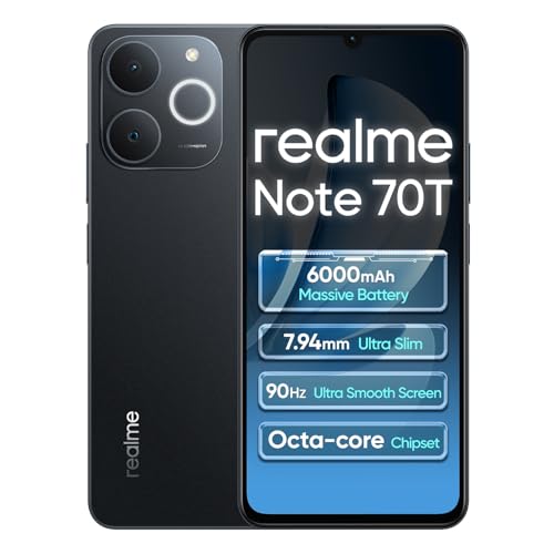 realme Note 70T 4G Smartphone 4+256GB, 6.75 pollici Schermo, Nero...