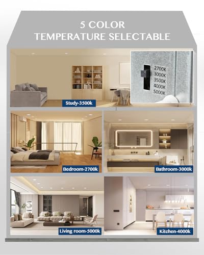 Image of 3 Inch Gimbal Recessed Light 8W 5CCT Selectable, 360 Rotatable Square Downlight with Junction Box, Wet Location Dimmable Wafer Lights, 3 Inch 6Pack Gold