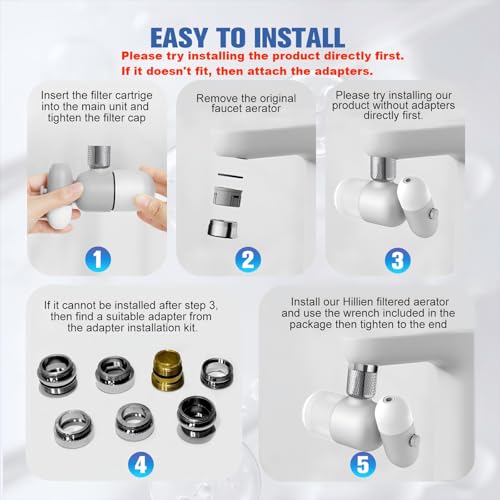 Image of 4 Modes Multifunctional Kitchen & Bathroom Water Filter for Sink Faucet with 2pcs Replacement Filters - 99.9% Chlorine Removal - Skin Hydration in 2 Weeks-Compatible with Most of Faucet