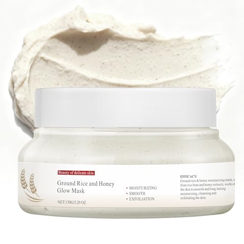 AOPEIBOTO Ground Rice and Honey Glow Face Mask Face Mask Skincare for Moisturizing Hydrating Gentle Exfoliating 150g/5.29oz