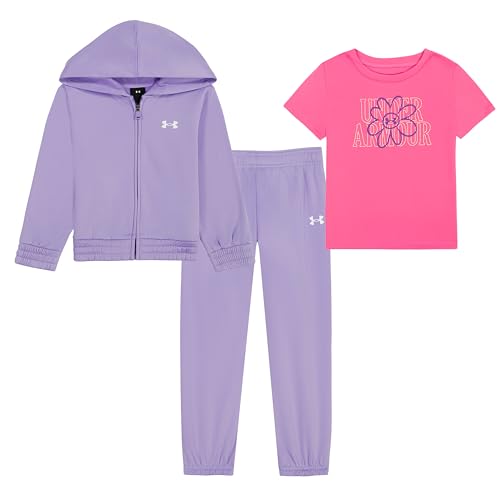 Image of Under Armour Girl's 3-Piece Fleece Hoodie, Pants, and Short Sleeve Tee Set