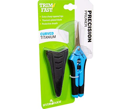 Hydrofarm Hgpl400Ct Precision Curved Lightweight Titanium Pruner, Blue #TOP4