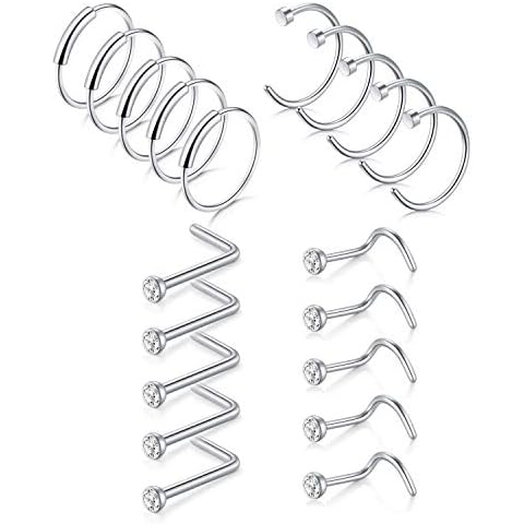 Rajnard 20G Nose Rings and Studs Set Cover