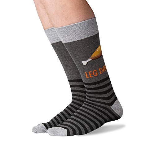 HOTSOX Mens Leg Day Socks 1 Pair, Charcoal Heather, Mens 10-13
