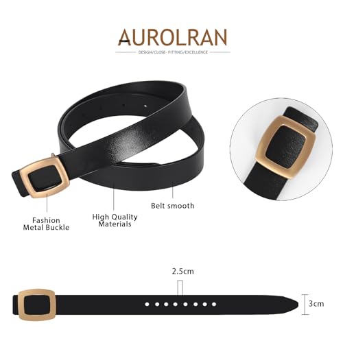 Image of Aurolran Women's Leather Belt with Buckle - Ideal for Dresses, Jeans, and Coats