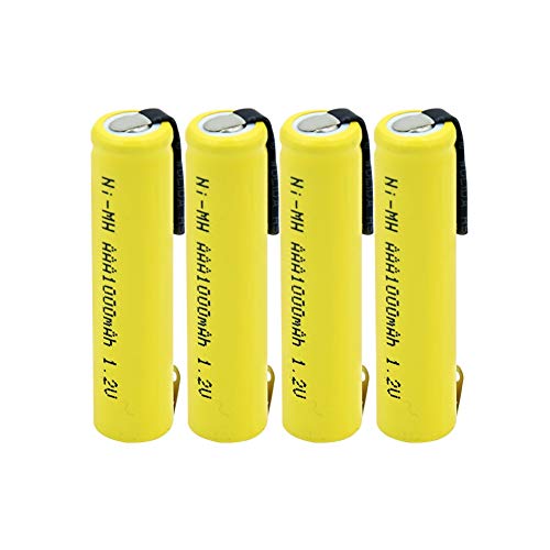 Styleart 1.2v AAA 3A NIMH 1000mah AAA batería Recargable Pilas AAA Pilas ni-mh batería Recargable con pestañas para maquinilla de Afeitar de Juguetes 4Pieces