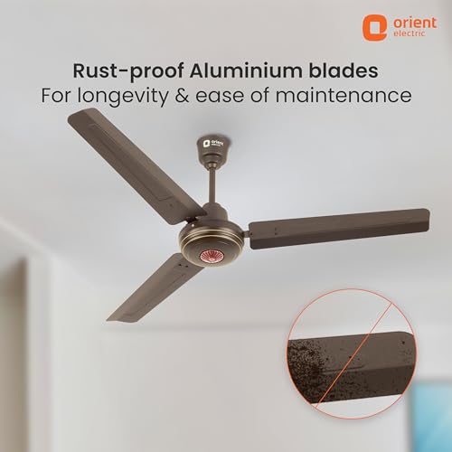Image of Orient Electric 1200 mm Summercool| PSPO technology for powerful airflow| 16-pole motor| Ornamental bottom design| Anti-rust Aluminium blades| 5-year warranty| Smoke Brown, pack of 1