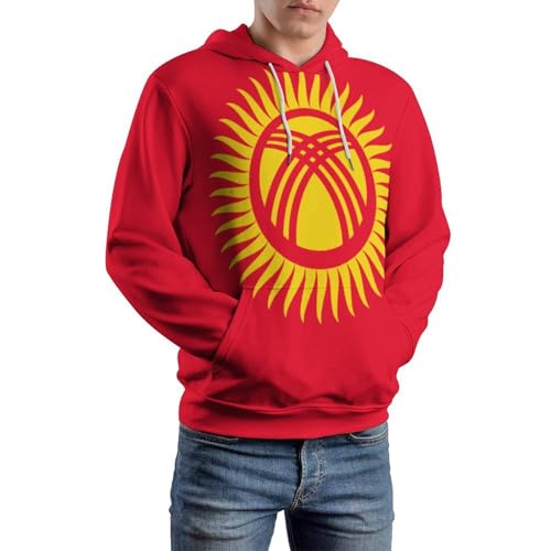 Sweat à capuche drapeau Kirghize de qualité supérieure, pull à manches longues pour homme - 2