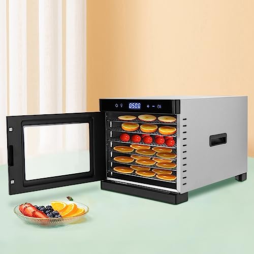 Schwarz Edelstahl Dörrautomat, Food Dehydrator mit 6 Edelstahl-Dörrtabletts LED-Display 33.7 * 45 * 32cm, für Familien Sportler Outdoor-Enthusiasten – Bild 3