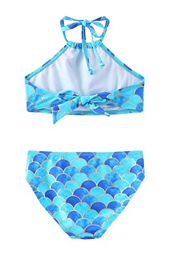 Image of HowJoJo Girls Two Piece Tankini Swimsuit Green Floral Bathing Suit Swimwear