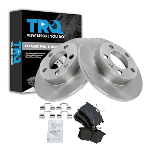 Image of TRQ Rear Brake Pad and Rotor Set Ceramic Solid Rotors