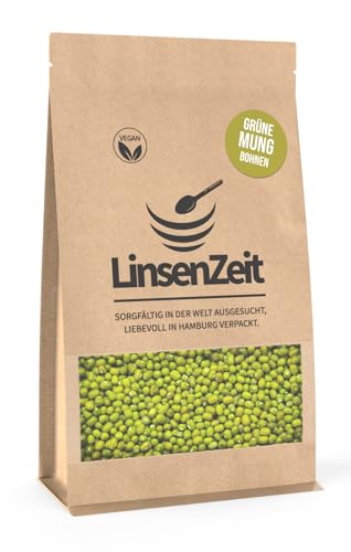 LinsenZeit - Grüne Mung Bohnen 600g - Mungobohnen - Natürliche und ungeschälte Mungbohnen – Vegan, ohne Zusatzstoffe & Premium Qualität