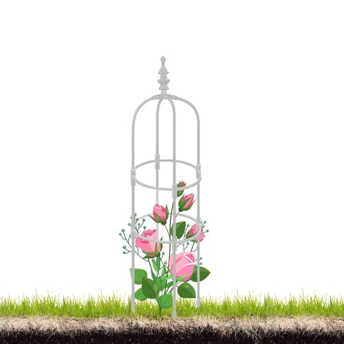120 150 180 cm Traliccio Metallico Traliccio a Obelisco per Piante Rampicanti Vite Esterno Supporto Gelsomino Struttura di Supporto per Piante in Vaso da Esterno per Rose, Pomodori(White,20 x 60cm/0.6