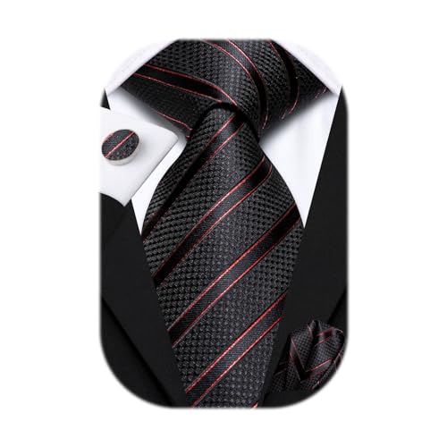 Image of Hi-Tie Men's Tie Sets Silk Paisley Striped Necktie Pocket Square Cuff-links Sets Wedding Business Holiday
