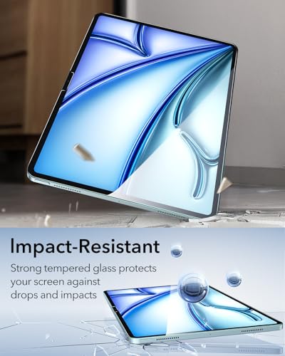 Image of ESR 2 Pack Screen Protector for iPad Air 11 Inch M4 /M3 /M2 (8th /7th /6th Gen, 2026 /2025 /2024), 9H Tempered Glass Screen Guard with Alignment Frame, Anti-Scratch, Bubble Free, Apple Pencil Compatible
