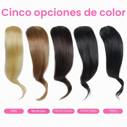 Flequillo de pelo humano real negro natural con caída lateral ondulada de alta gama 5