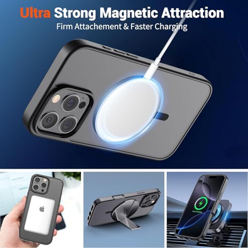 Image of iPhone 16 pro Magsafe Hard Back Case | Matte Design & 360 Protection | Military-Grade Apple iPhone 16 pro Cover | Strong Magnet Back - Black