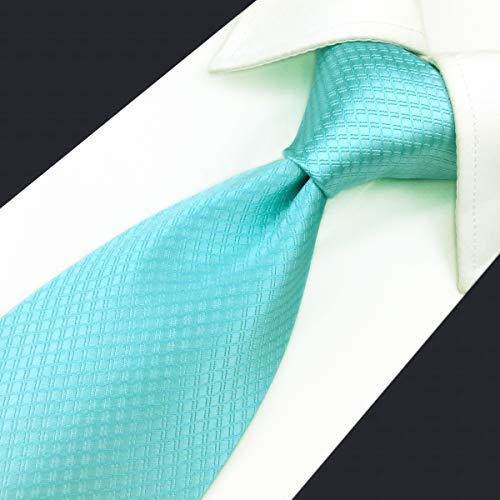 S&W SHLAX&WING Gravata masculina de cor sólida Aqua índigo gravata água-marinha de seda