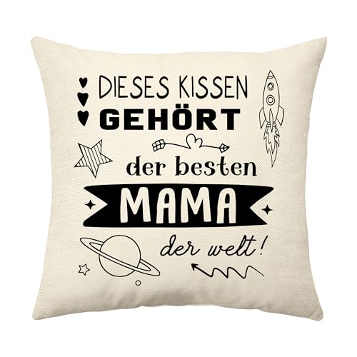 Aconesong Dieses Kissen Gehört der Besten Mama der Welt Lustige Kissenbezüge für Mutter Muttertagsgeschenk für Frauen Weihnachts Geburtstagsgeschenk (Mama)