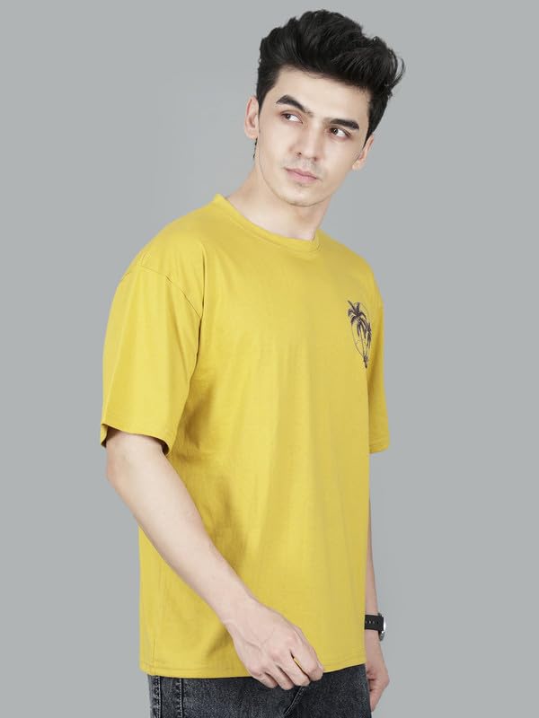 Image of London Hills Men's Cotton Oversized Fit Casual Printed Round Neck, Oversized Longline Drop Shoulder Boho Style T-Shirt