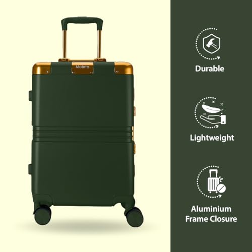 Image of Maleta Gold Series Cabin and Check-in Medium Luggage| 20'' and 24'' | Aluminium Frame,Dual TSA Lock | Trolley Bags for Travel Set of 2 | Suitcase | Luggage Bags (Green, Set of 2 (Small-Medium))