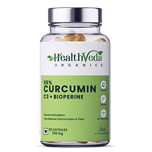 Health Veda Organics Curcumin C3 + Bioperine Supplements, 1310 Mg | 60 Veg Capsules | Supports Joint & Muscle Health | Better Absorption | Boost Immunity | For Men & Women Health Veda Organics Curcumin C3 + Bioperine Supplements, 1310 Mg | 60 Veg Capsules | Supports Joint & Muscle Health | Better Absorption | Boost Immunity | For Men & Women