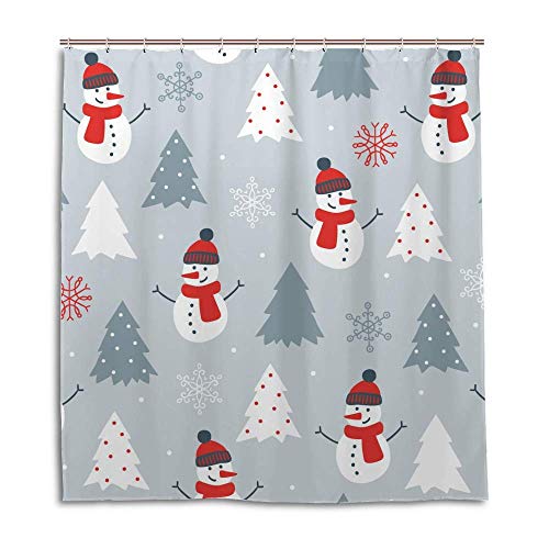 Rideau de douche imprimé bonhomme de neige polyester 183x183cm