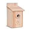 Emerging Green – Wooden Bird House, Durable Bird Houses for Outdoors, Tree Swallow, Finch, Chickadee and Bluebird Houses, Easy-to-Open Nesting Box, Fig Wood, Brown Birdhouses for Outdoors